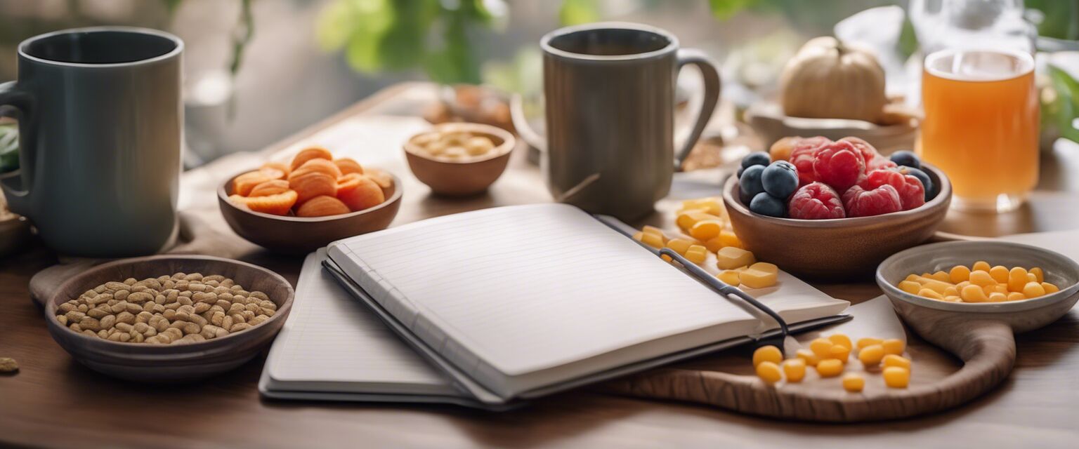 A serene setup for prenatal vitamins and healthy snacks